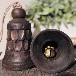 Hobby Lobby Wood Bell Ornament x 2